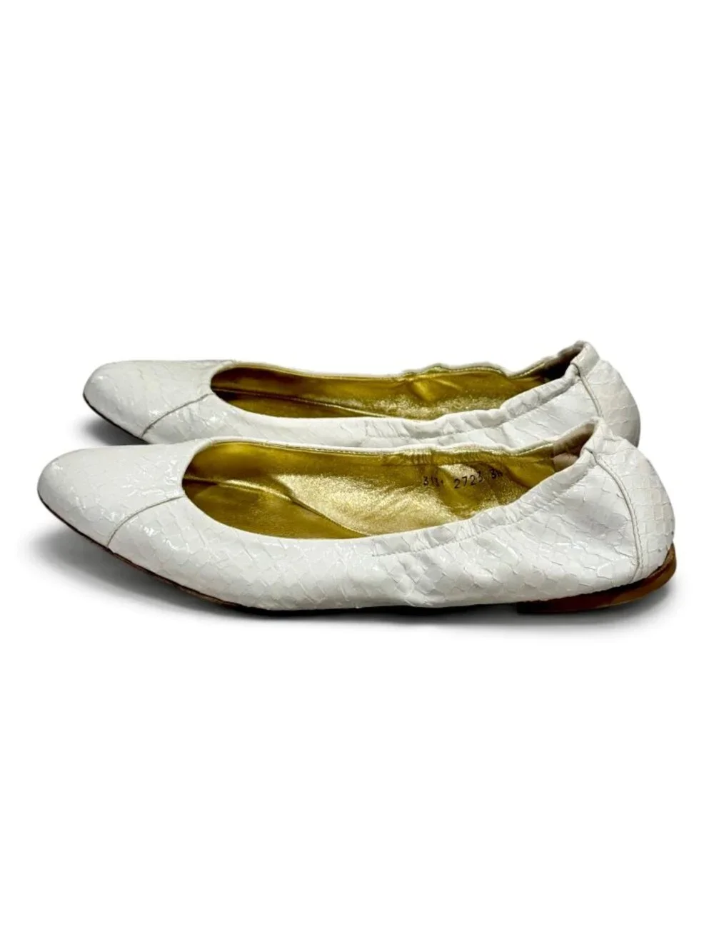 Dolce & Gabbana White Snakeskin Embossed Ballet Flats Size 38/ 7.5
